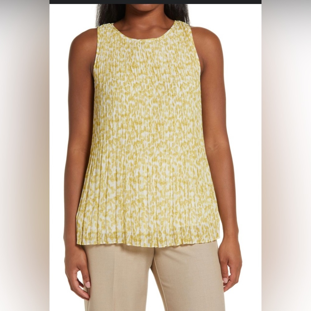Halogen Pleated Georgette Blouse | Effortless Workwear Staple Small